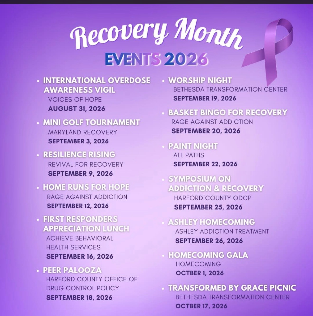 Recovery Month Events 2026